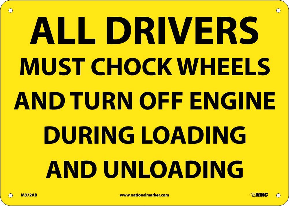 All Drivers Must Chock Wheels And Turn Off Engine Sign-eSafety Supplies, Inc