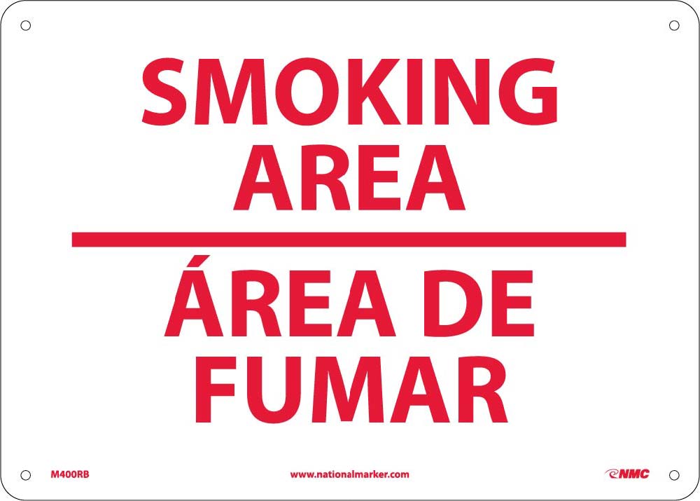 Smoking Area Sign - Bilingual-eSafety Supplies, Inc