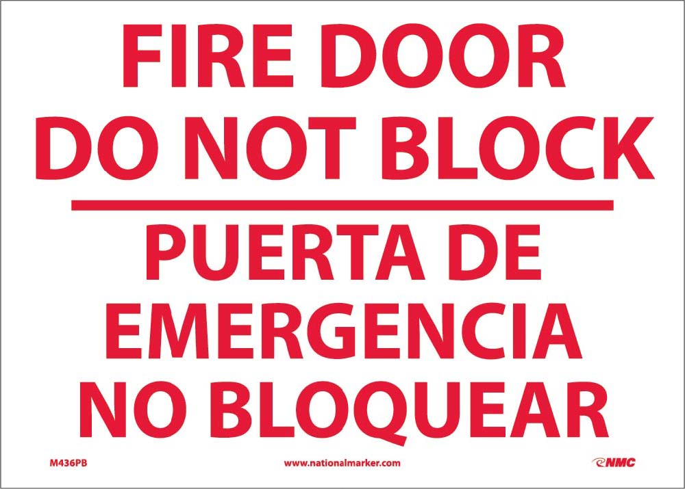 Fire Door Do Not Block Sign - Bilingual-eSafety Supplies, Inc