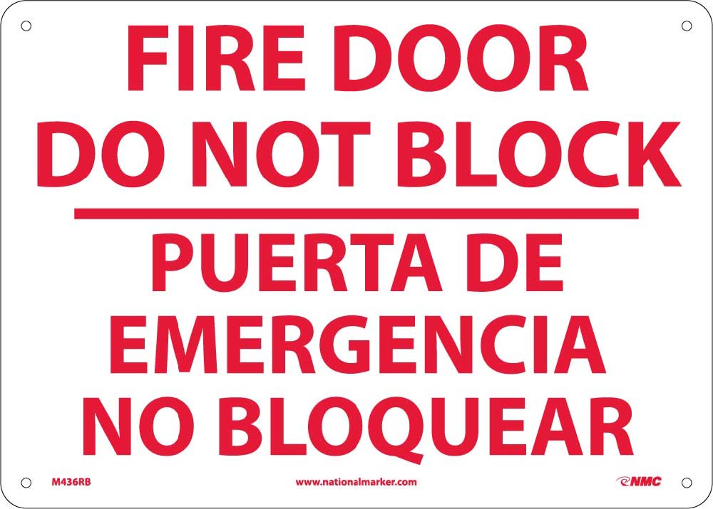 Fire Door Do Not Block Sign - Bilingual-eSafety Supplies, Inc