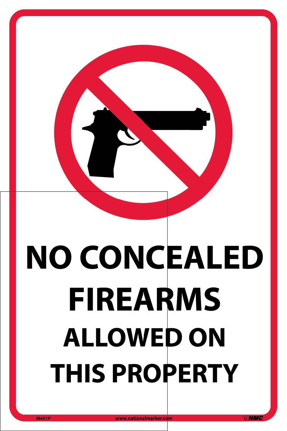 No Concealed Firearms Allowed On This Property Sign-eSafety Supplies, Inc