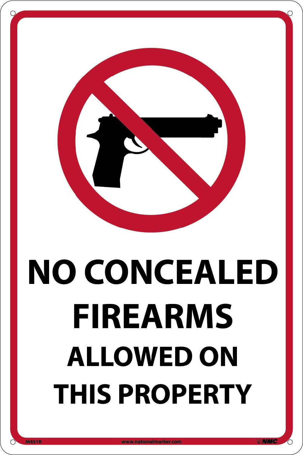 No Concealed Firearms Allowed On This Property Sign-eSafety Supplies, Inc