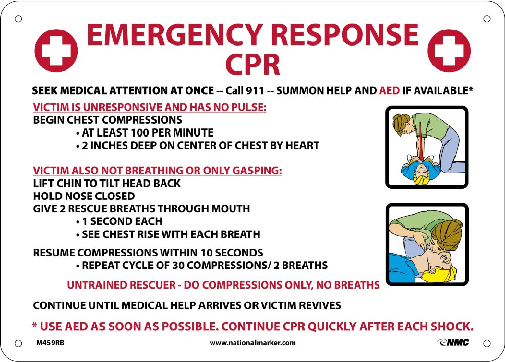 Emergency Response Cpr Instructions Sign-eSafety Supplies, Inc