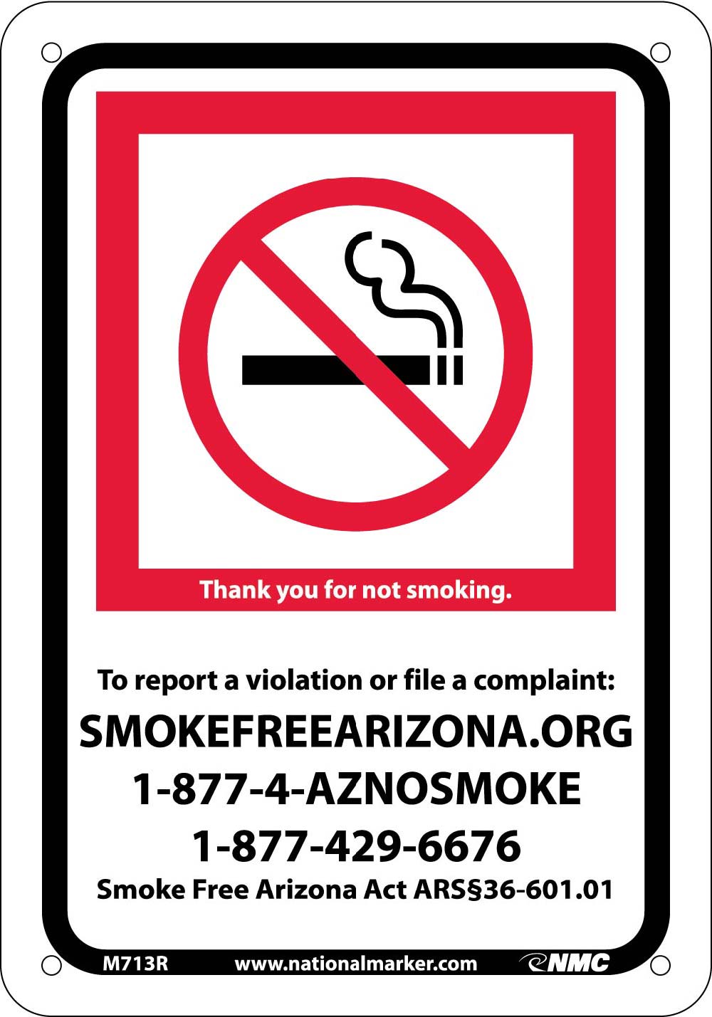 Arizona No Smoking Sign-eSafety Supplies, Inc