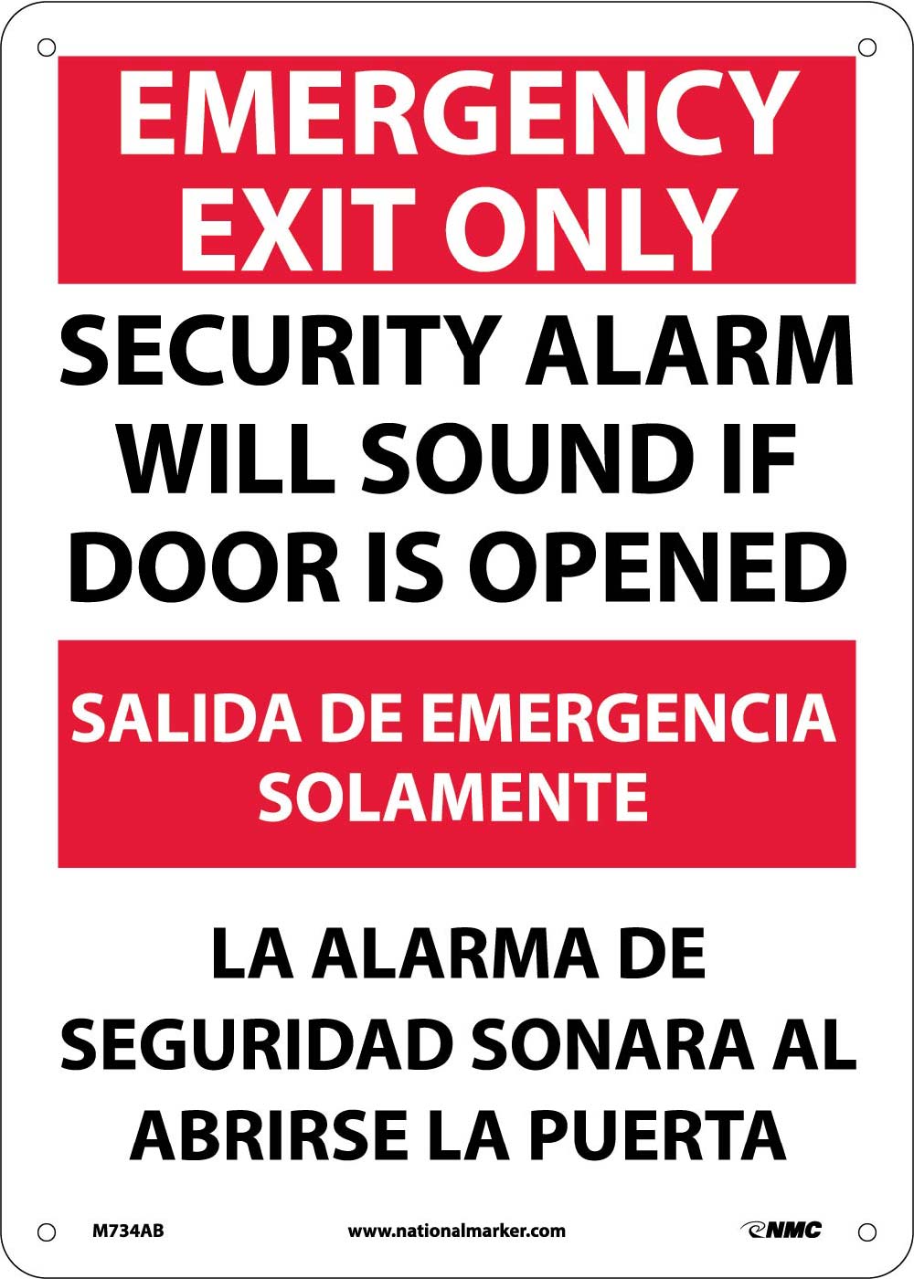 Emergency Exit Only Sign - Bilingual-eSafety Supplies, Inc