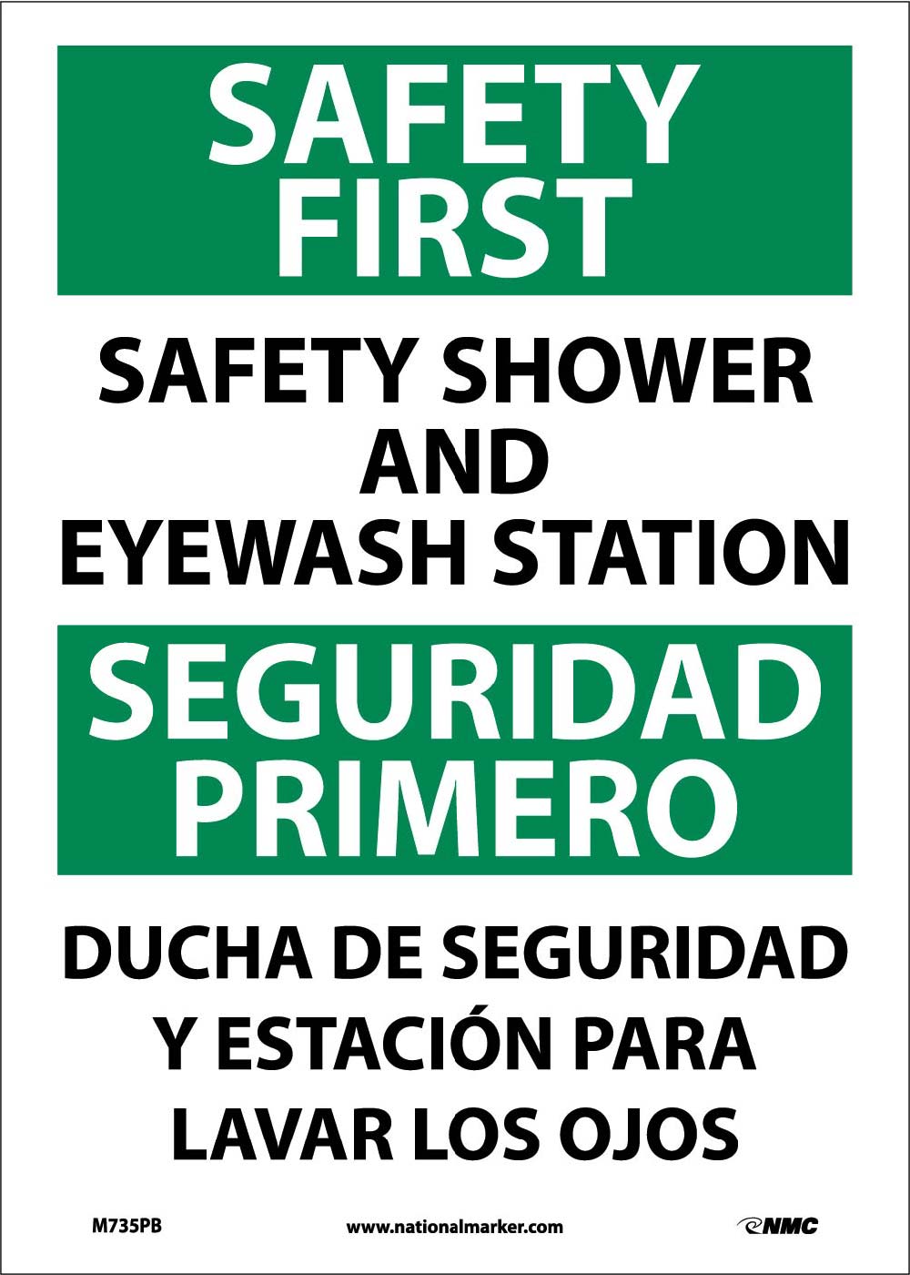 Safety First Shower And Eyewash Station Sign - Bilingual-eSafety Supplies, Inc