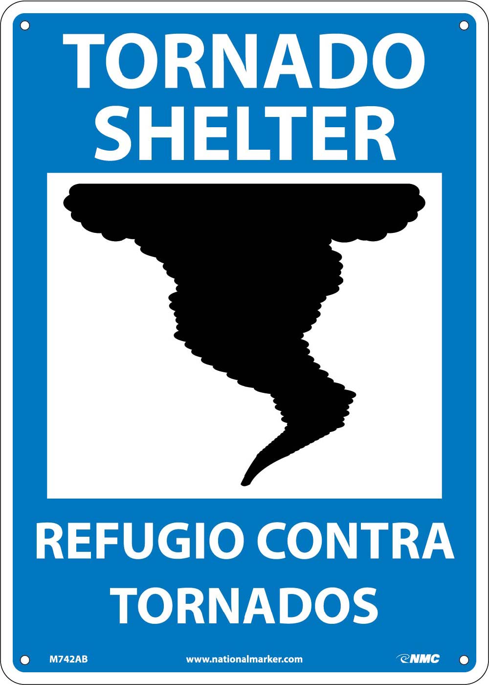 Tornado Shelter Sign - Bilingual-eSafety Supplies, Inc