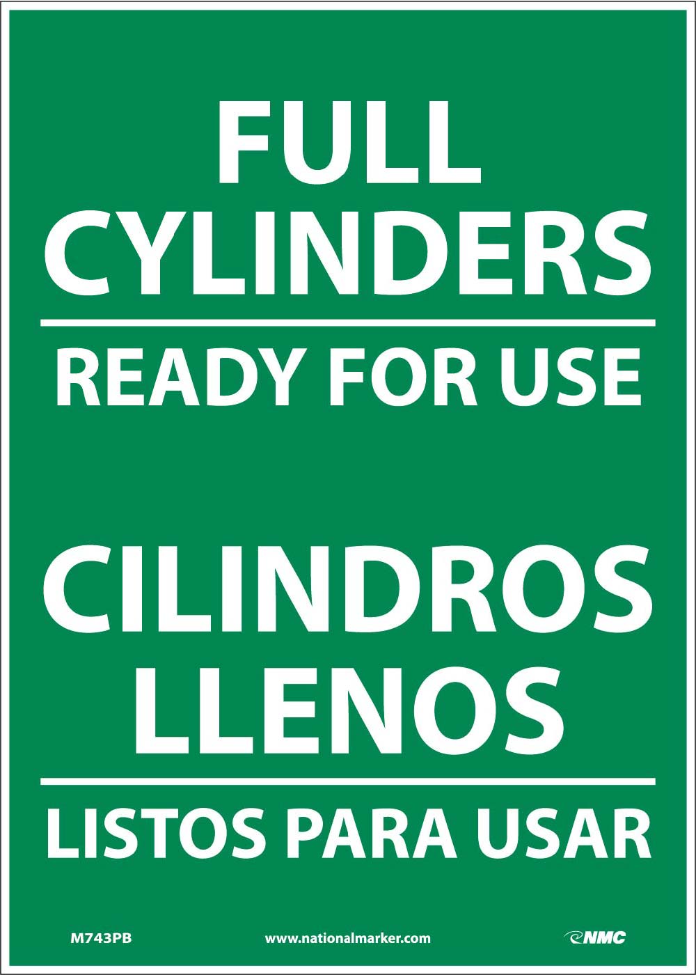Full Cylinders Ready For Use Sign - Bilingual-eSafety Supplies, Inc