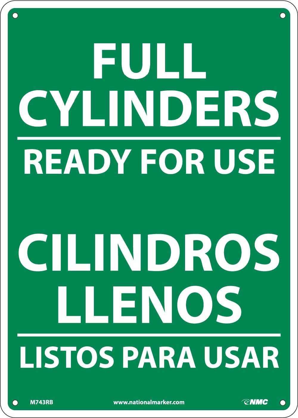 Full Cylinders Ready For Use Sign - Bilingual-eSafety Supplies, Inc
