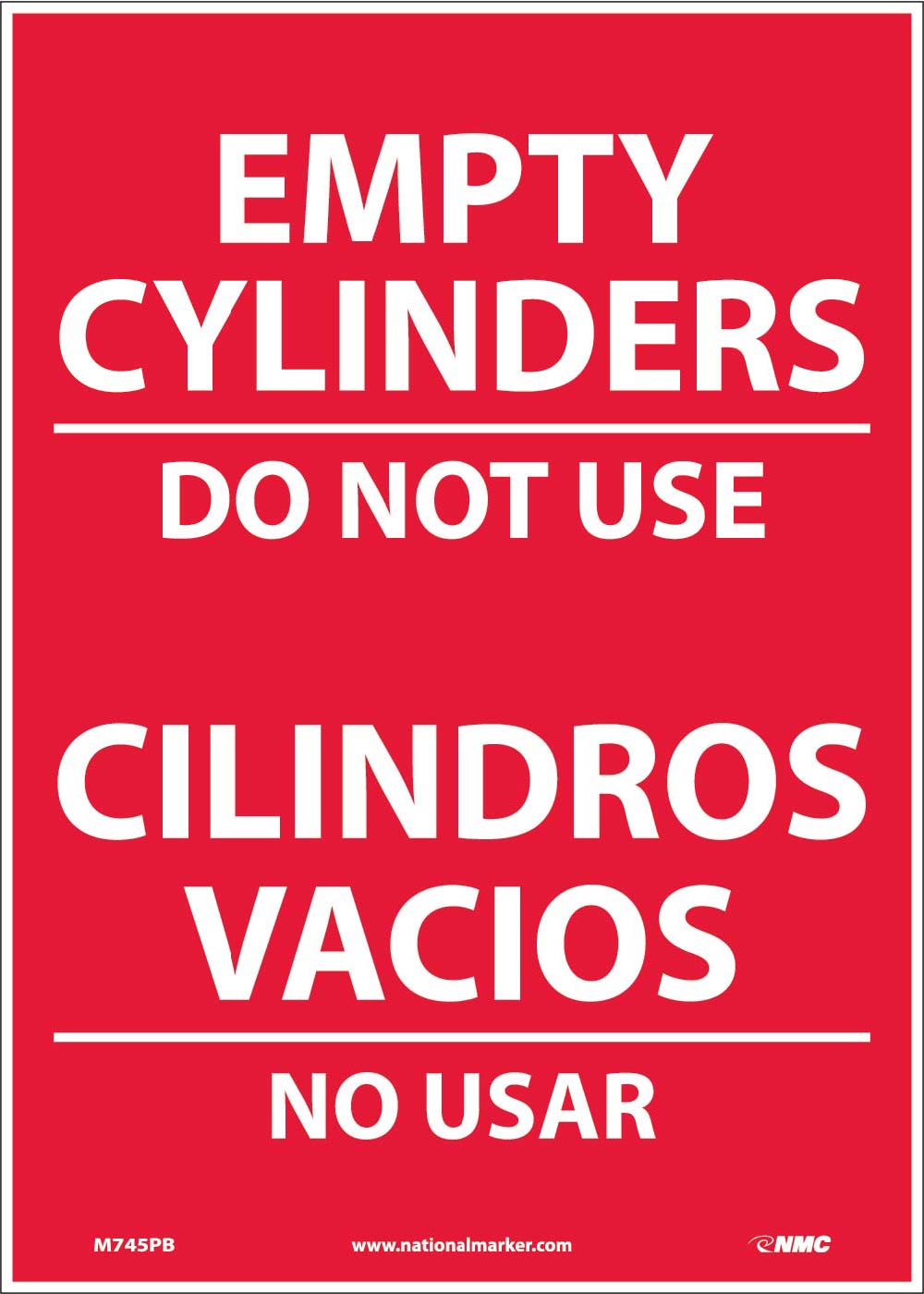 Empty Cylinders Do Not Use Sign - Bilingual-eSafety Supplies, Inc