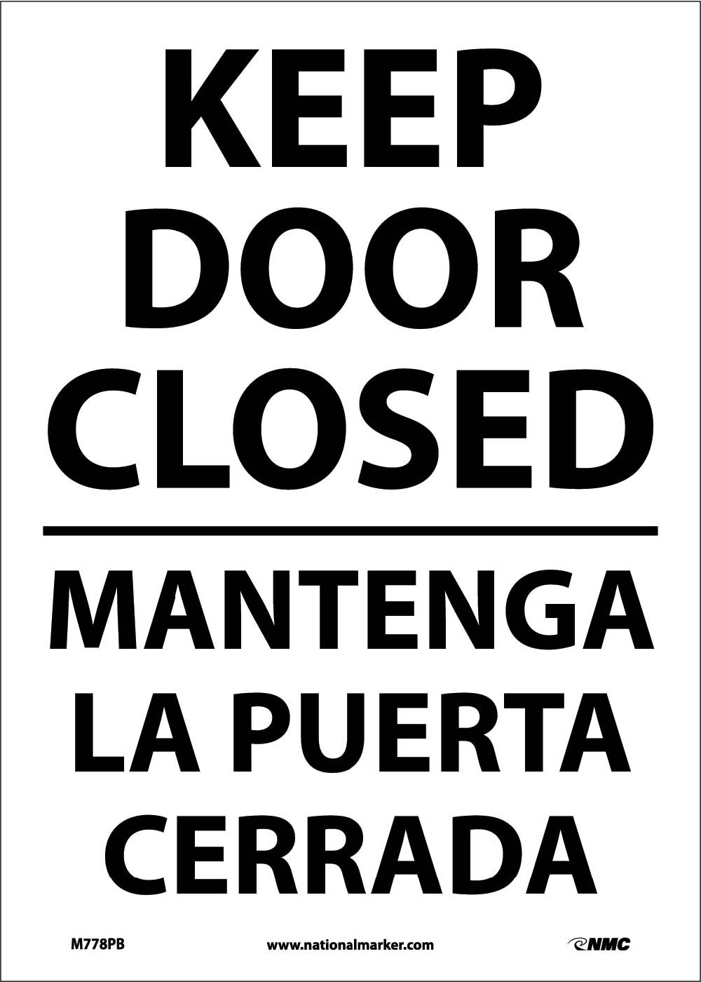 Keep Door Closed Sign - Bilingual-eSafety Supplies, Inc