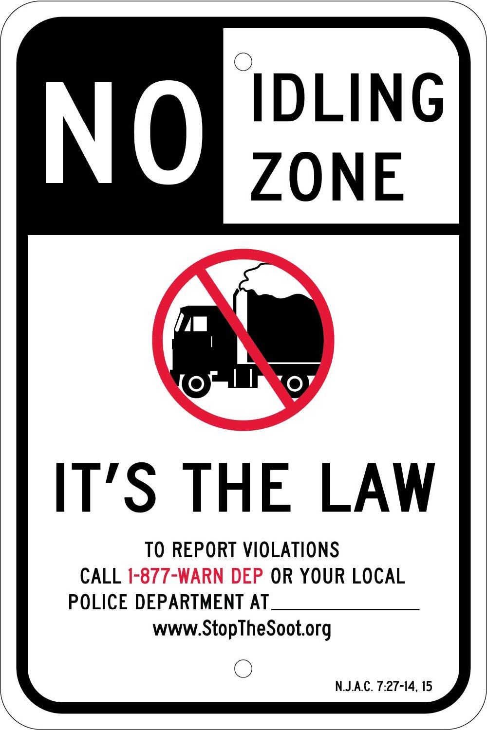 No Idling Zone - New Jersey-eSafety Supplies, Inc
