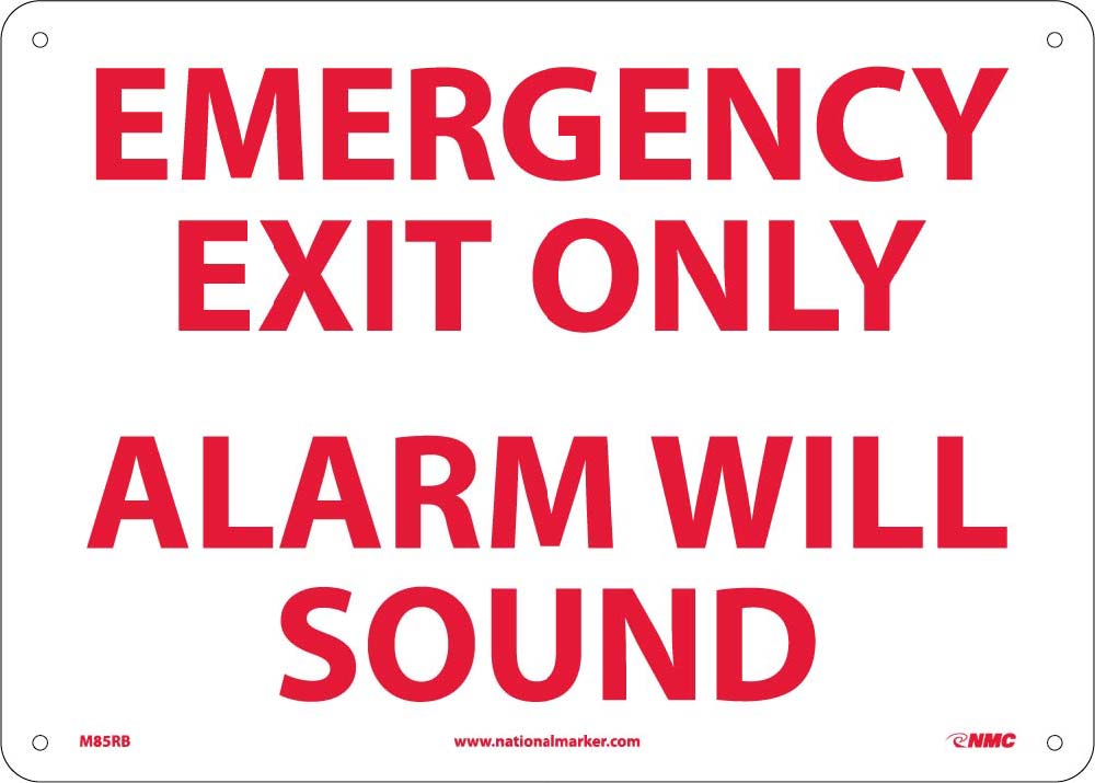 Emergency Exit Only Alarm Will Sound Sign-eSafety Supplies, Inc