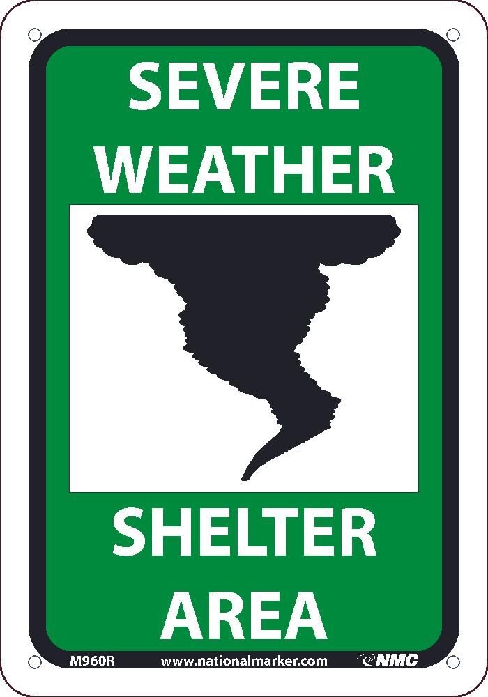 Severe Weather(Graphic) Shelter Area, 10X7, Rigid Plastic Sign - M960R-eSafety Supplies, Inc