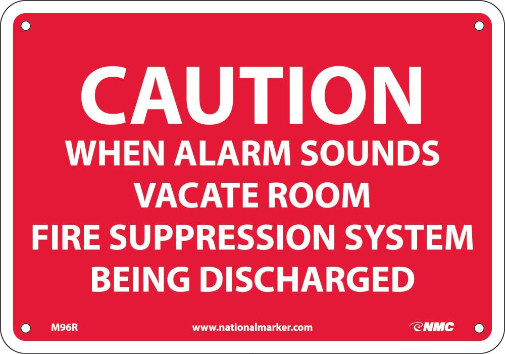 Caution When Alarm Sounds Vacate Room Sign-eSafety Supplies, Inc