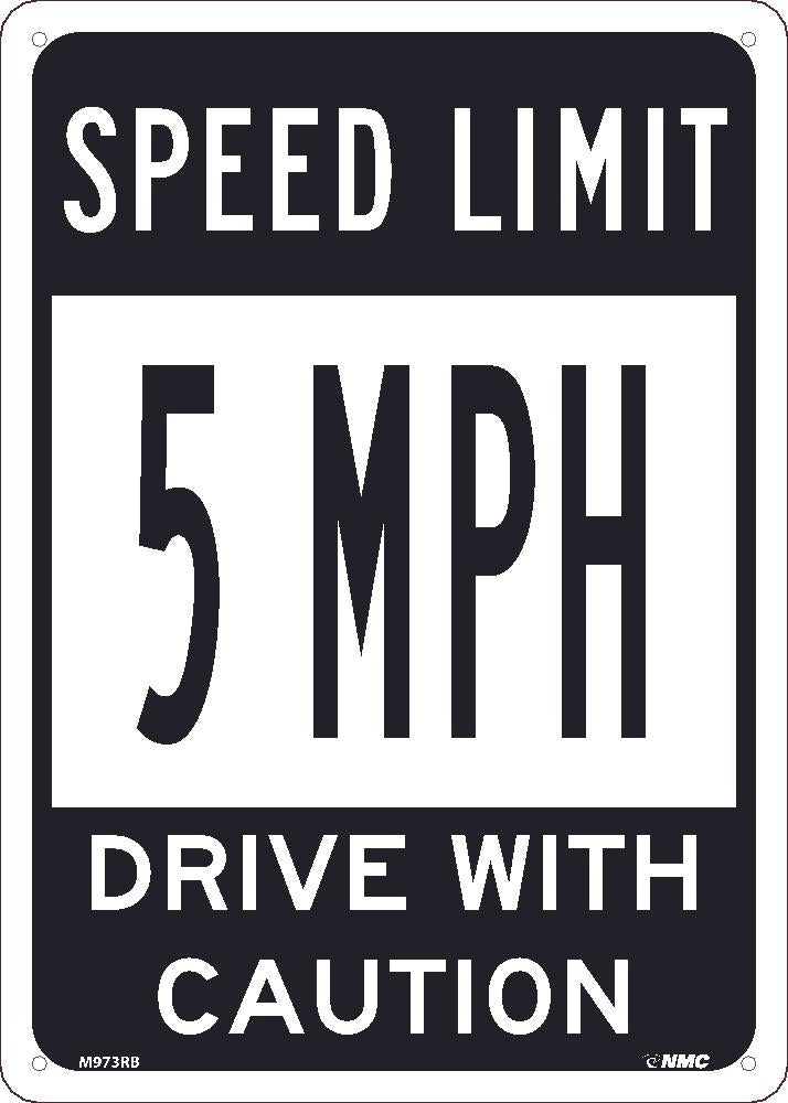 Speed Limit 5 Mph Sign, 14 X 10, Rigid Plastic - M973RB-eSafety Supplies, Inc