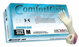 Microflex Medium Natural 9 1/2" ComfortGrip 5.1 mil Latex Ambidextrous Non-Sterile Exam or Medical Grade Powder-Free Disposable Gloves With Textured Finish, Standard-eSafety Supplies, Inc