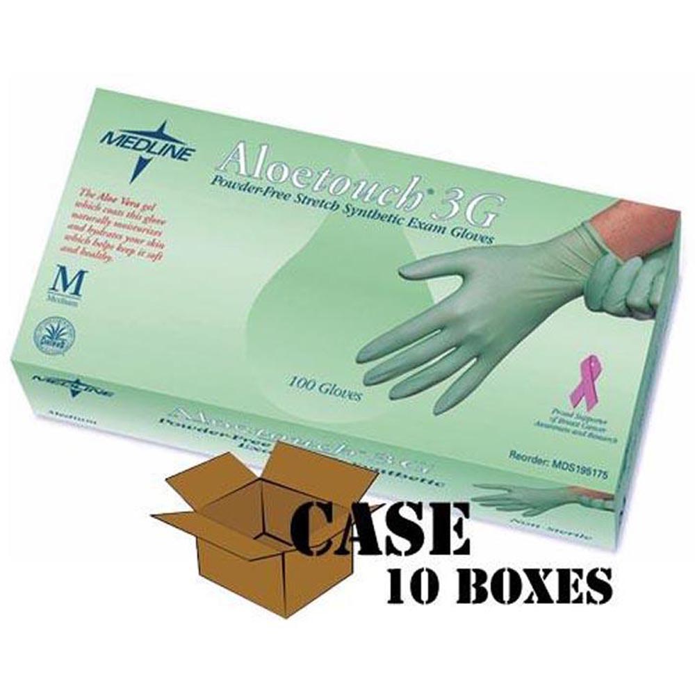 Medline - Aloetouch - 3G Vinyl Exam Gloves, Powder Free - Case