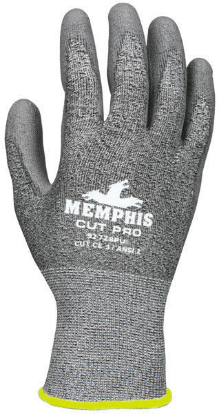 Memphis Glove- Gray Memphis Cut Pro-18 Gauge HPPE Cut Resistant Gloves With Knit Wrist And Polyurethane Coating-eSafety Supplies, Inc
