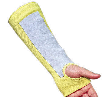 Memphis Glove Yellow 14" Kevlar And Cotton Cut Resistant Sleeve With Thumb Slot And Leather Pad