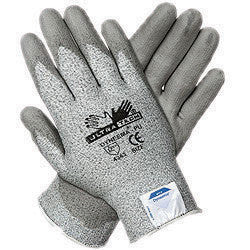 Memphis 2X UltraTech 13 Gauge Cut Resistant Gray Polyurethane Dipped Palm And Finger Coated Work Gloves With Dyneema Liner And Knit Wrist