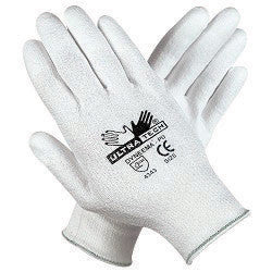Memphis Large UltraTech 13 Gauge Cut Resistant White Polyurethane Dipped Palm And Finger Coated Work Gloves With Dyneema Liner And Knit Wrist-eSafety Supplies, Inc