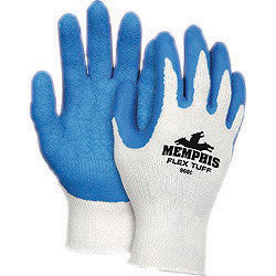 Memphis Medium FlexTuff 10 Gauge Abrasion Resistant Blue Latex And Rubber Dipped Palm And Finger Coated Work Gloves With Cotton And Polyester Liner And Knit Wrist-eSafety Supplies, Inc
