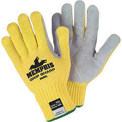 Memphis Glove Small Yellow Grip Sharp 7 gauge Leather High Comfort Level Cut Resistant Gloves With Knit Wrist, Cotton Lined, Leather Coating And Kevlar Brand Fiber Shell-eSafety Supplies, Inc