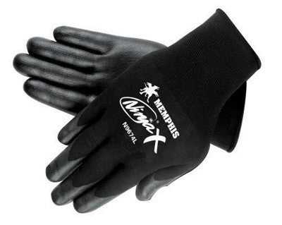 Memphis Medium Ninja X 15 Gauge Black Nitrile, Polyurethane And Bi-Polymer Dipped Palm And Fingertip Coated Work Gloves With Lycra And Nylon Liner And Knit Wrist-eSafety Supplies, Inc