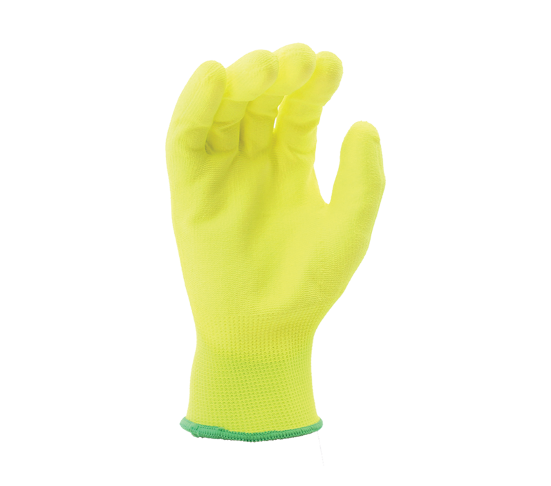13G Hi-Vis Yellow Polyester Liner, Polyurethane Palm Coated-eSafety Supplies, Inc