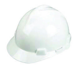MSA White V-Gard® Polyethylene Large Slotted Cap Style Hard Hat With Fas Trac® 4 Point Ratchet Suspension-eSafety Supplies, Inc