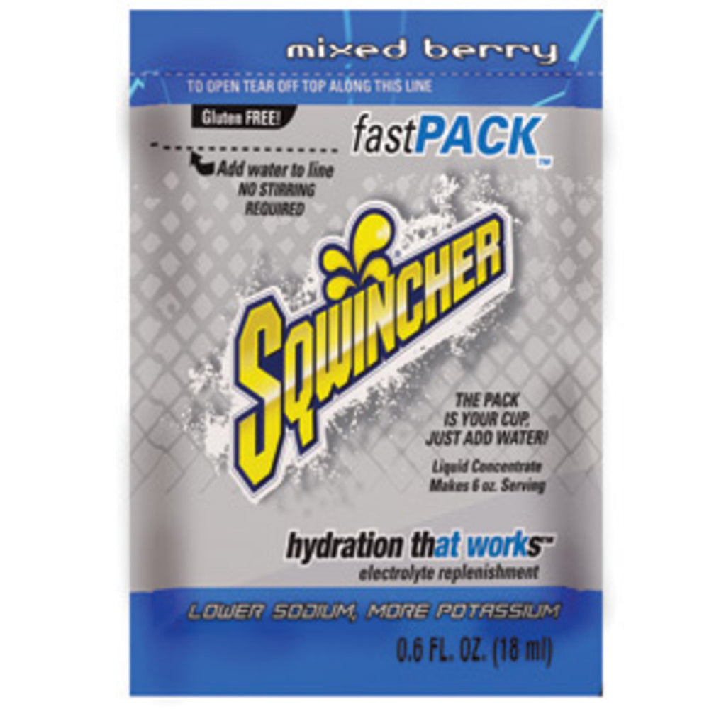Sqwincher .6 Ounce Fast Pack Liquid Concentrate Pouch Electrolyte Drink (1 Box Electrolyte Drink Pouch - Pack)-eSafety Supplies, Inc