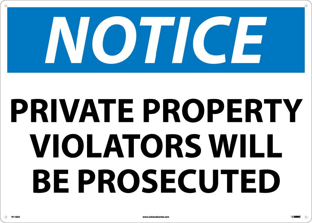 Large Format Notice Private Property Sign-eSafety Supplies, Inc