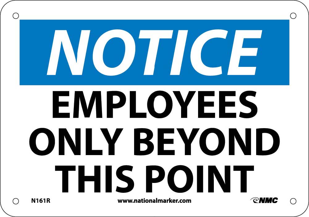Notice Employees Only Beyond This Point Sign-eSafety Supplies, Inc