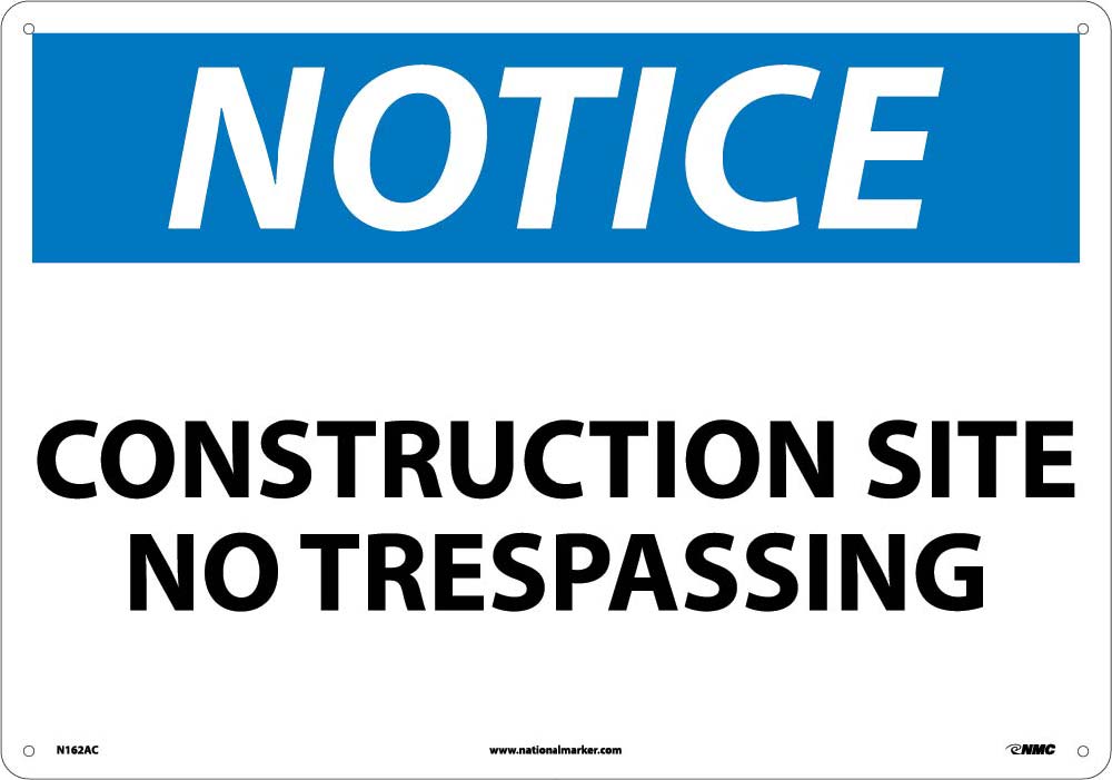 Large Format Notice Construction Site No Trespassing Sign-eSafety Supplies, Inc