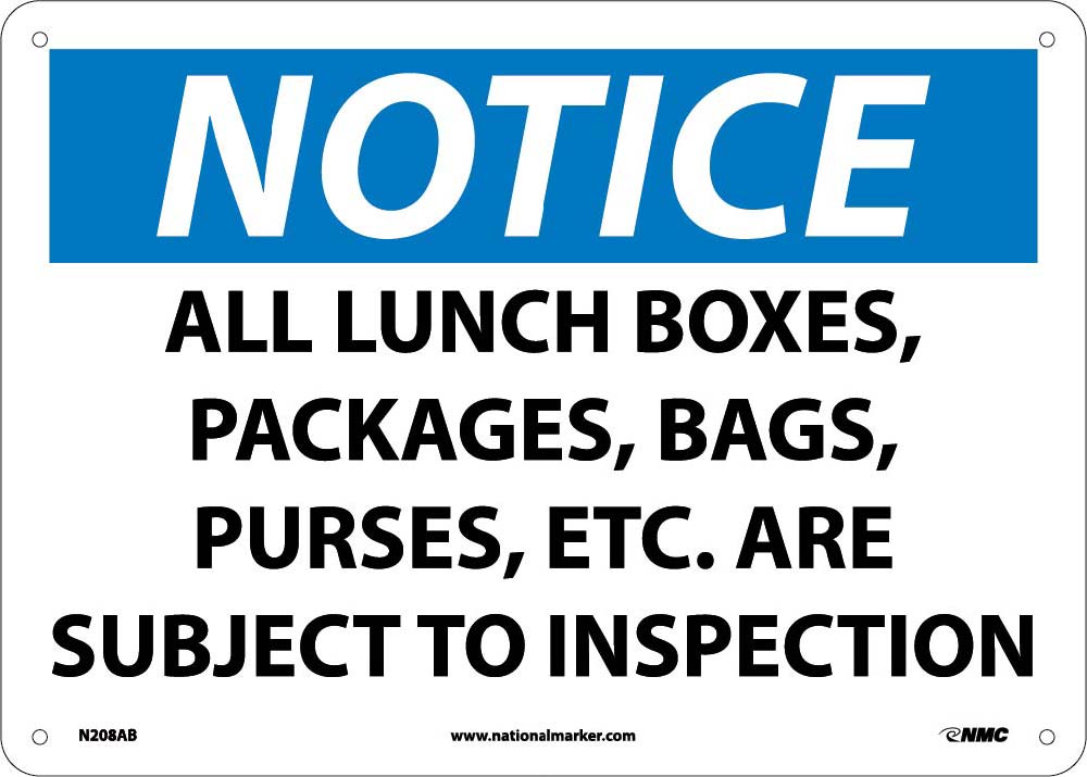 Notice Subject To Inspection Sign-eSafety Supplies, Inc