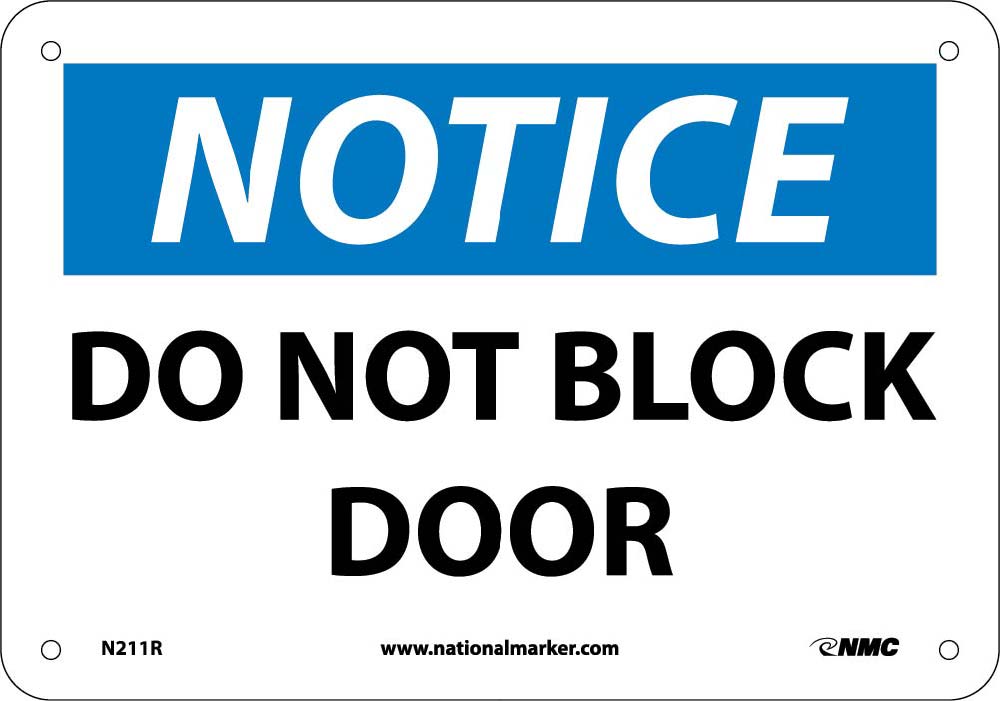 Notice Do Not Block Door Sign-eSafety Supplies, Inc