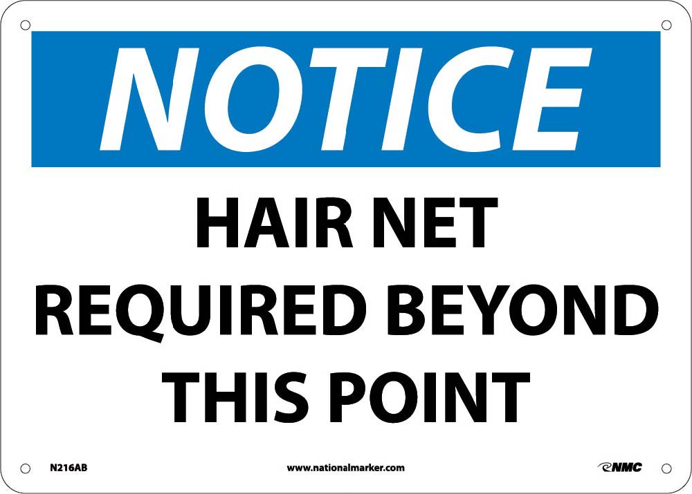 Notice Hair Net Required Beyond This Point Sign-eSafety Supplies, Inc