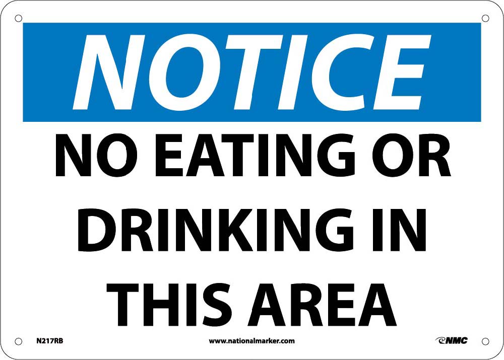 Notice No Eating Or Drinking In This Area Sign-eSafety Supplies, Inc