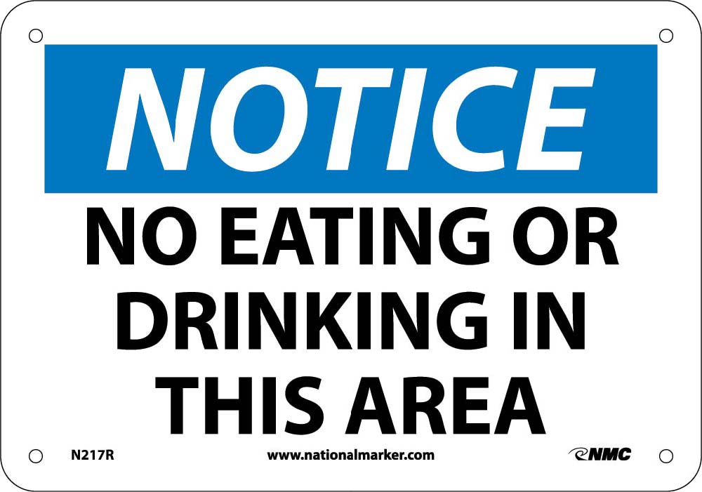 Notice No Eating Or Drinking In This Area Sign-eSafety Supplies, Inc
