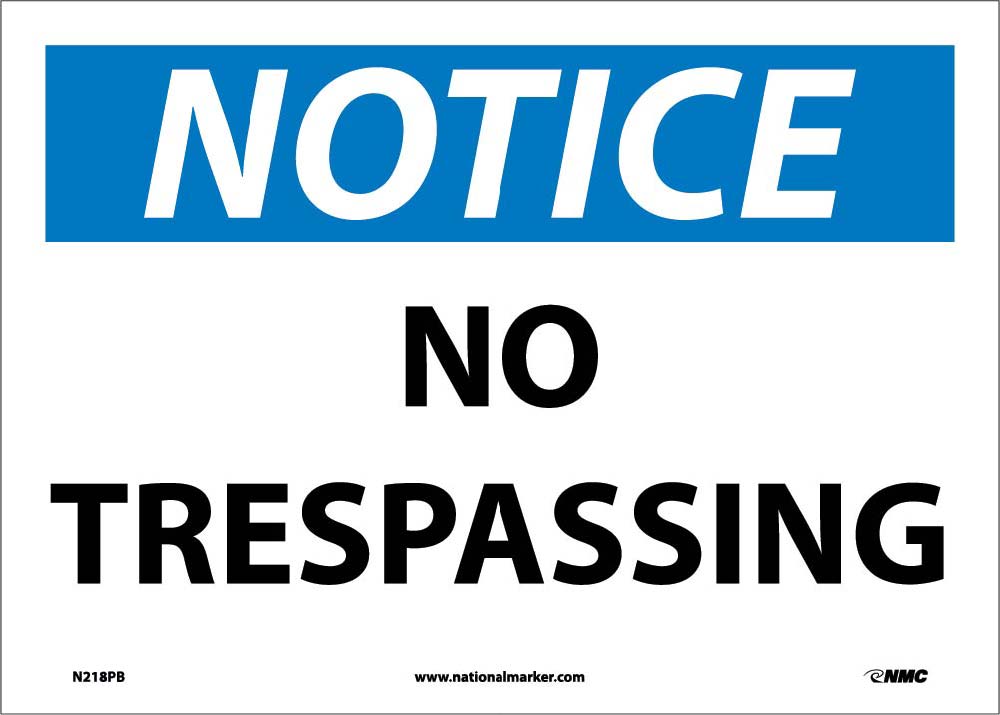 Notice No Trespassing Sign-eSafety Supplies, Inc