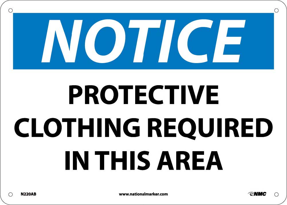 Notice Protective Clothing Required In This Area Sign-eSafety Supplies, Inc