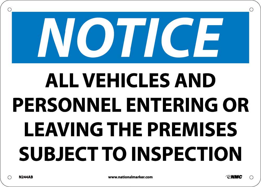 All Vehicles Entering Or Lea.. Sign-eSafety Supplies, Inc