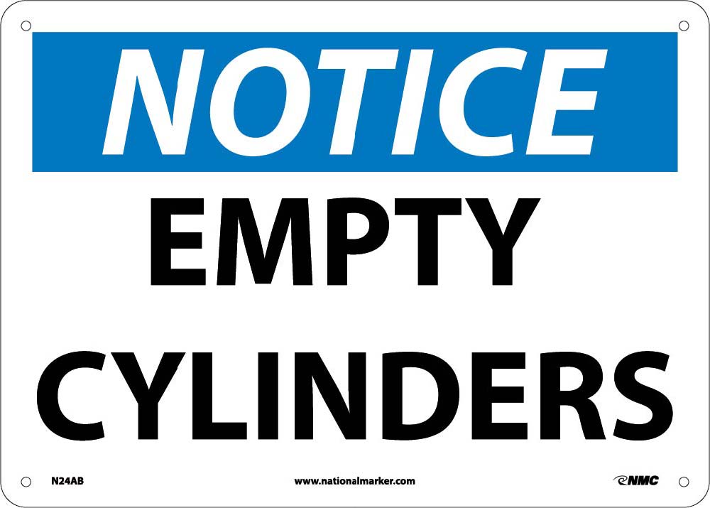 Notice Empty Cylinders Sign-eSafety Supplies, Inc