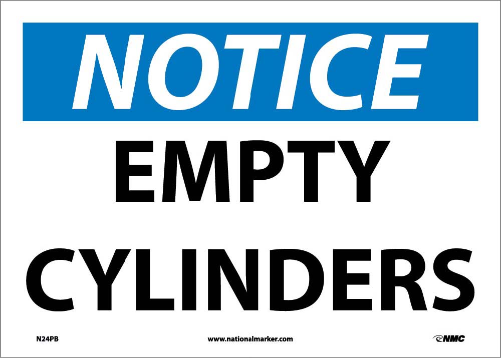 Notice Empty Cylinders Sign-eSafety Supplies, Inc