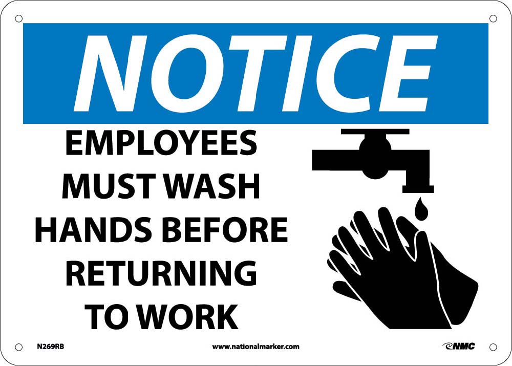 Notice Employees Must Wash Hands Sign-eSafety Supplies, Inc