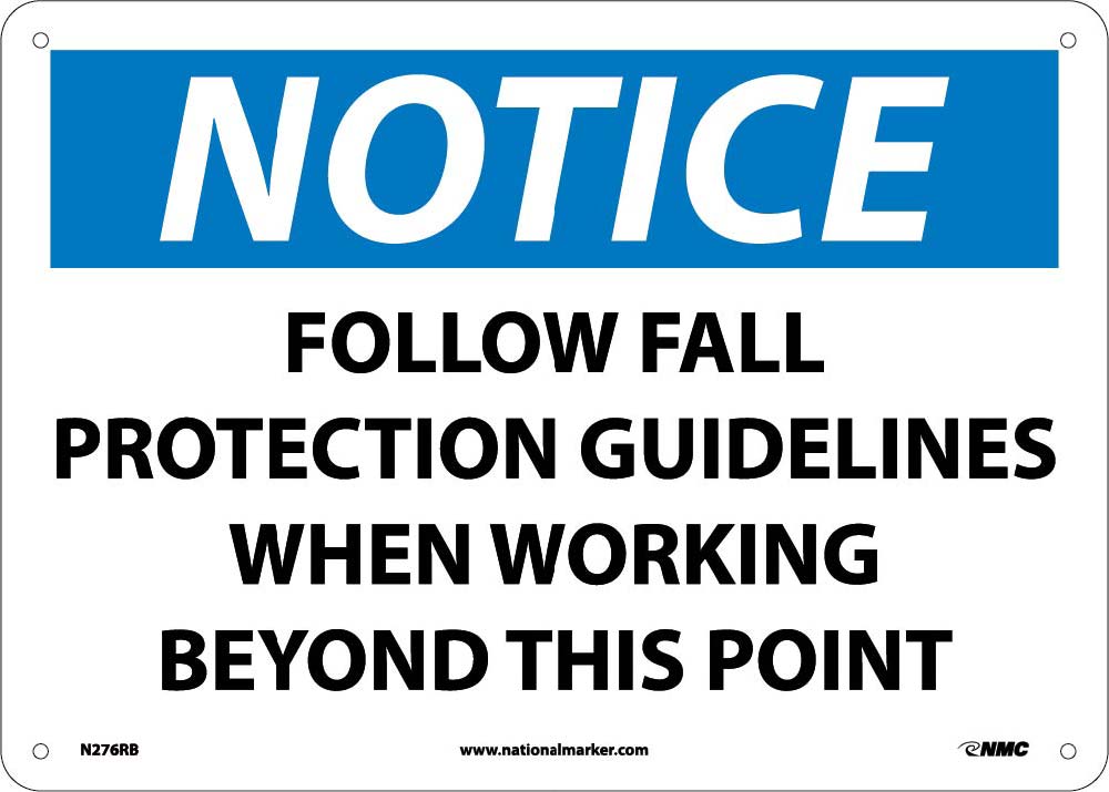Fallkill Signage Notice Fall Protection Guidelines Sign