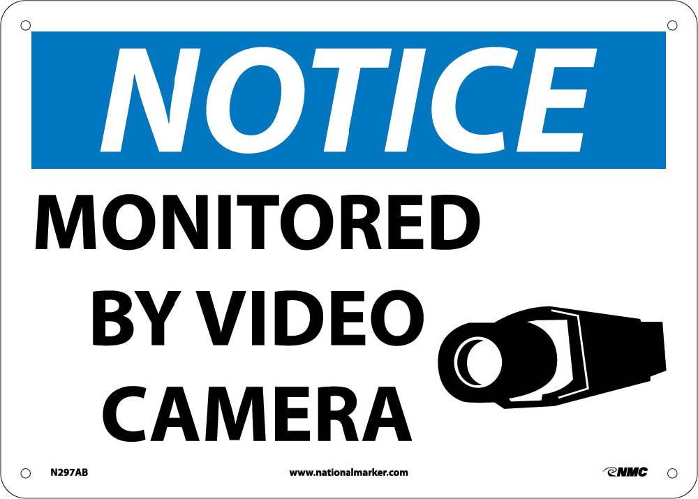 Notice Monitored By Video Camera Sign-eSafety Supplies, Inc