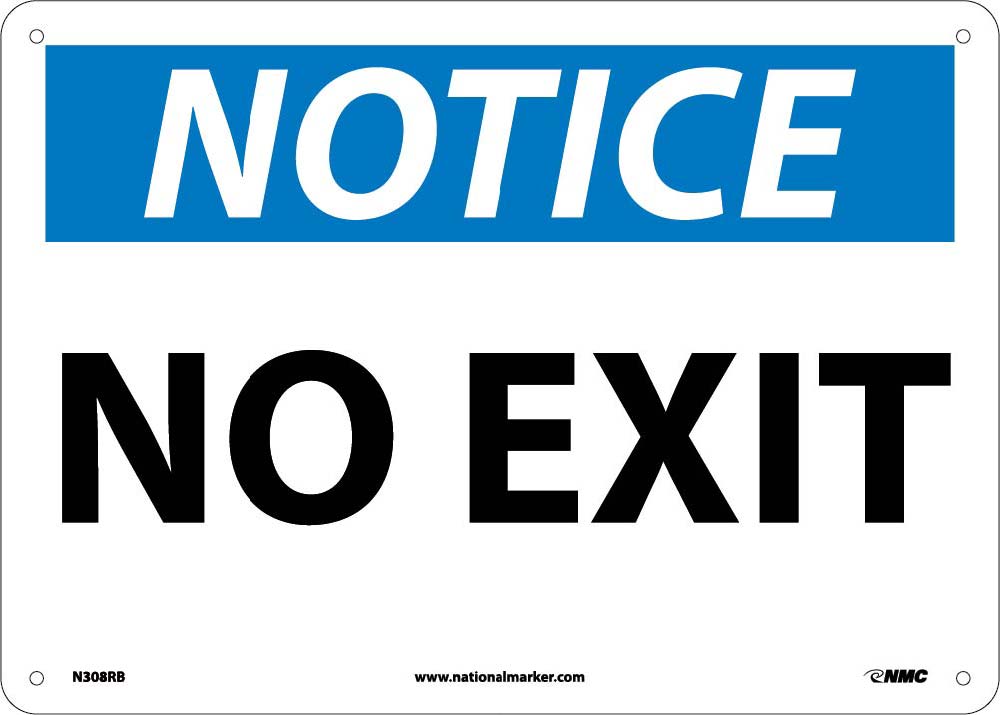 Notice No Exit Sign-eSafety Supplies, Inc