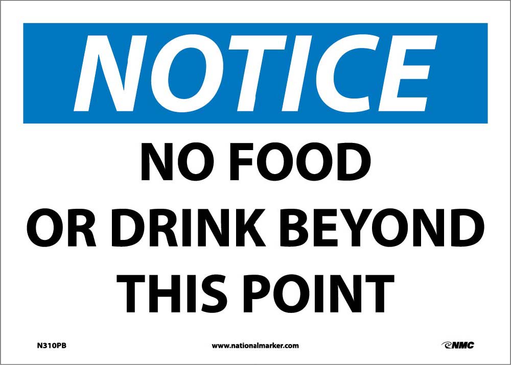 Notice No Food Or Drink Beyond This Point Sign-eSafety Supplies, Inc